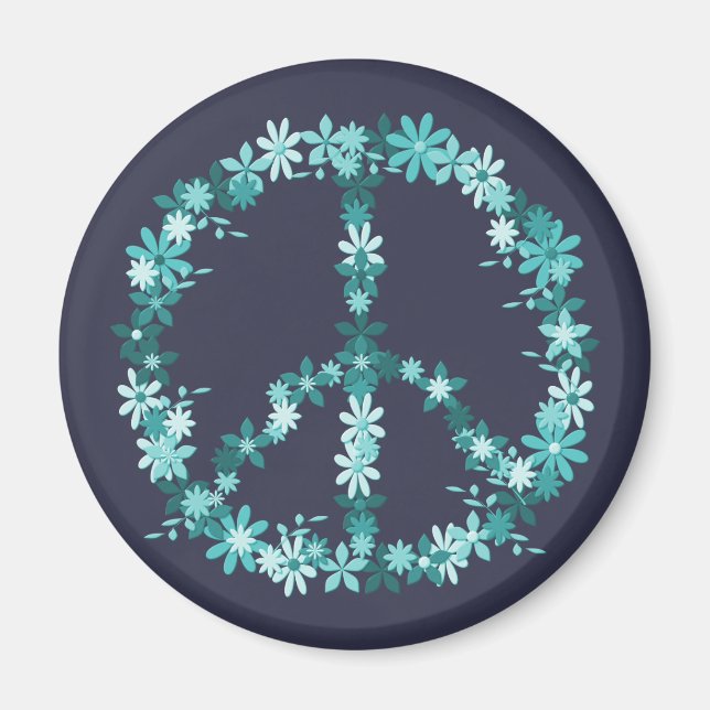 Imán Poder floral de símbolo de paz (Frente)