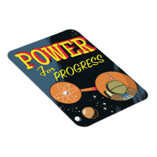 Imán Poder para el progreso cartel vintage atómico