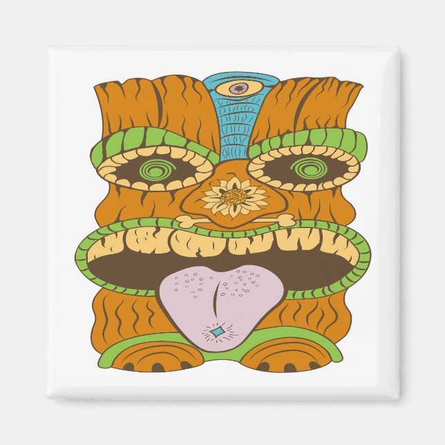 Imán Poderosa estatua de Tiki en estado de ánimo psicod (Frente)