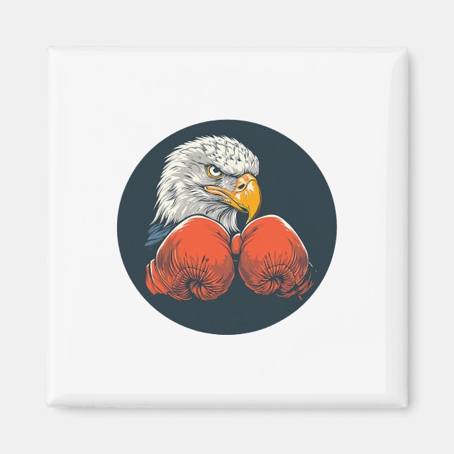 Imán Poderoso Águila Con Guantes De Boxeo Para Un Lo Di (Frente)