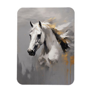 Imán Poderoso retrato de caballo blanco con efecto óleo