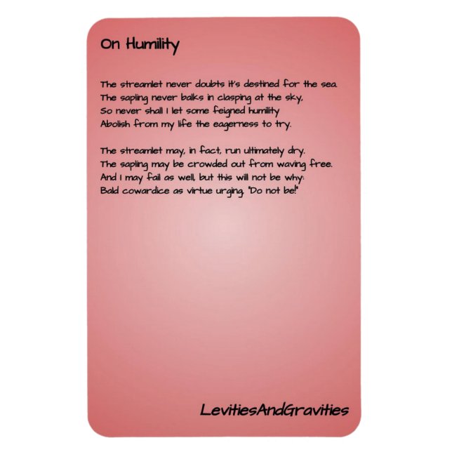 Imán Poem Kitchen Magnet - Sobre Humildad (Vertical)