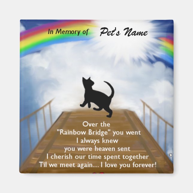 Imán Poema conmemorativo del puente arco iris para gato (Frente)