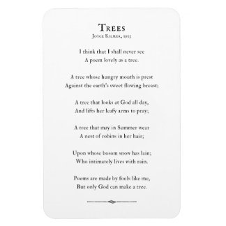 Imán Poema de árboles de Kilmer, cita de poesía inspira