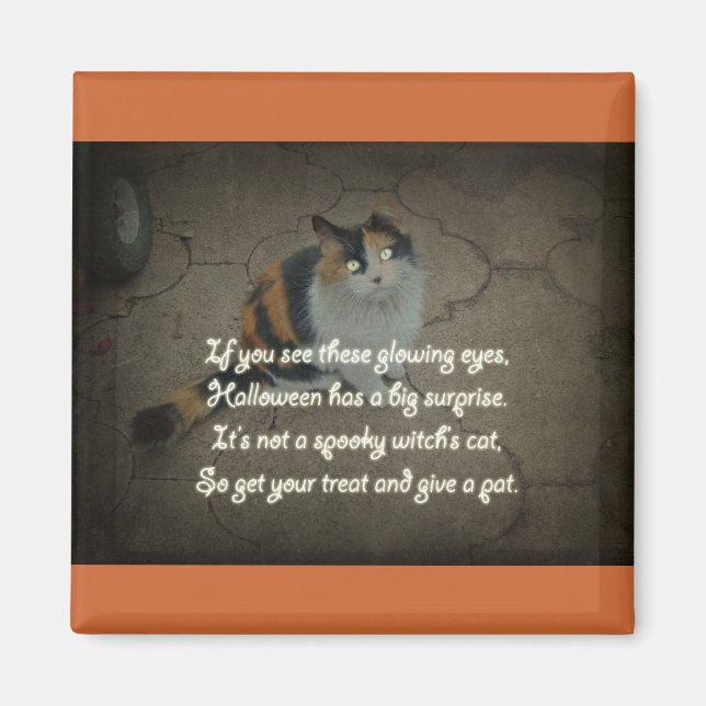 Imán Poema de Halloween - Gato de Calico (Frente)