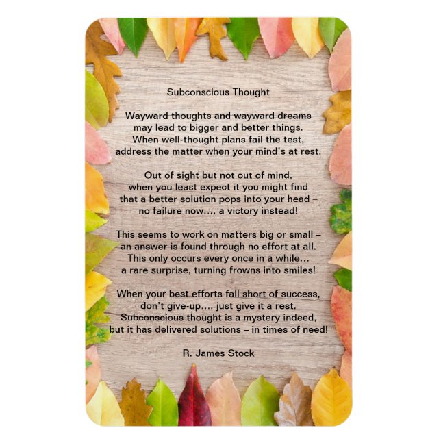 Imán Poema de "Pensamiento subconsciente" en flex de 4" (Vertical)