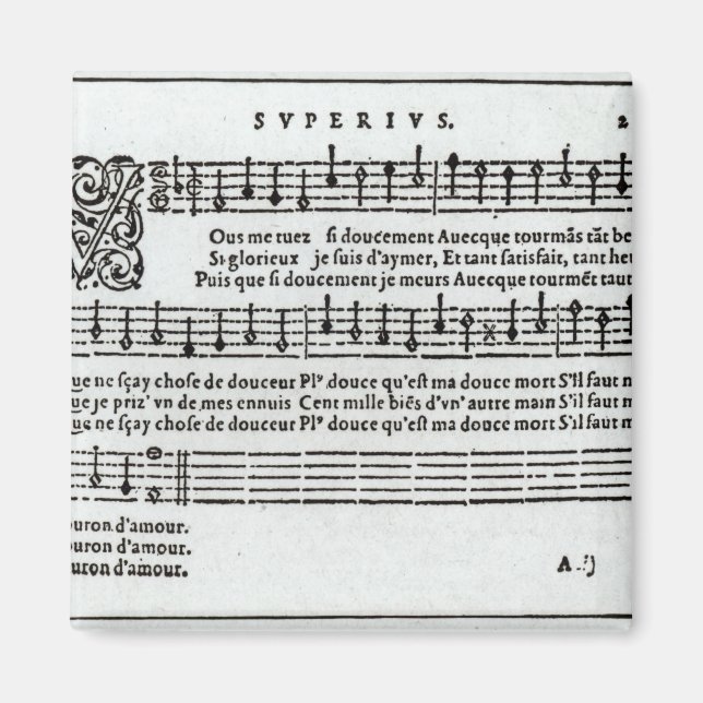 Imán Poema musical de Jean Antoine de Baif (Frente)