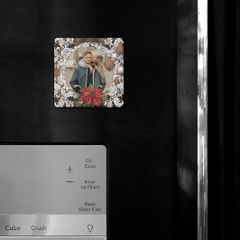 Imán Poinsettia Bauble | Foto de feriado de Navidades d