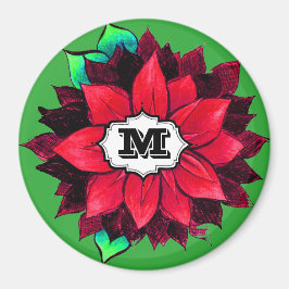 Imán POINSETTIA CLÁSICO en ROJO