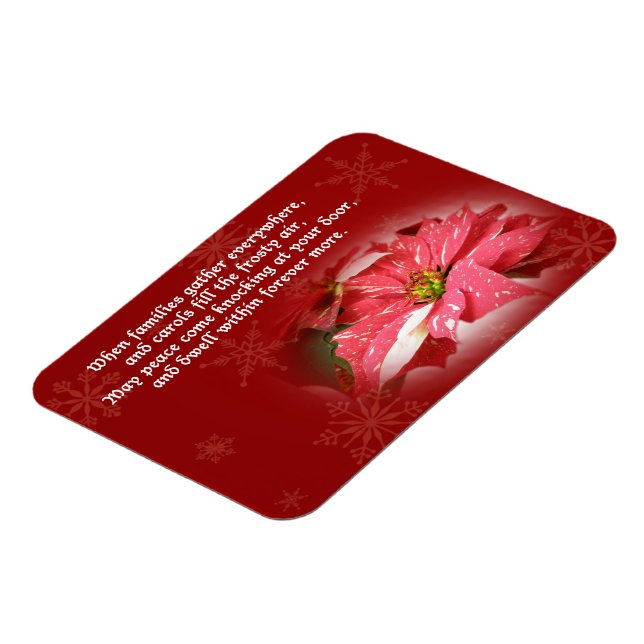 Imán Poinsettia en rojo con poema (Lado Izquierdo)