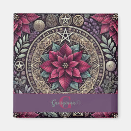 Imán Poinsettia personalizada Pentagram Mandala