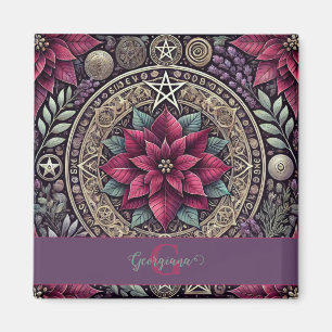 Imán Poinsettia personalizada Pentagram Mandala