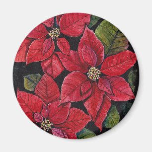 Imán Poinsettia vibrante en acuarela