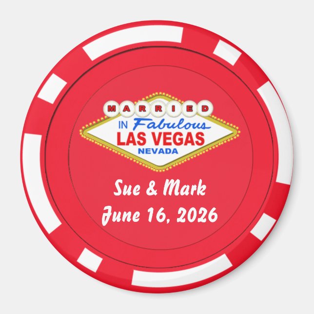 Imán Poker Chip Magnet Married in Las Vegas (Frente)