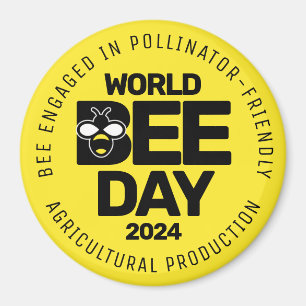 Imán Polinizador negro amarillo del Día Mundial de la A