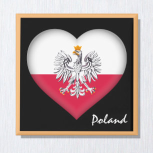 Imán Polish flag & Heart Poland holiday, travel /sports