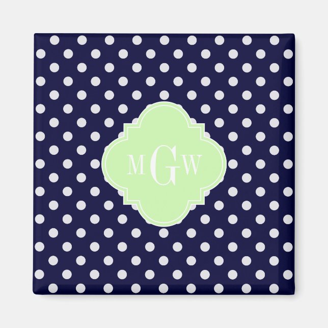 Imán Polka blanco de la marina puntos Celery Quatrefoil (Frente)