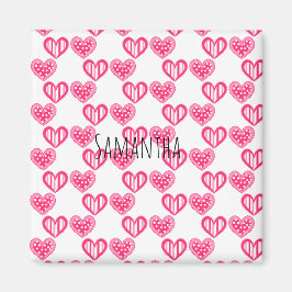 Imán Polka Dot And Stripes Hearts