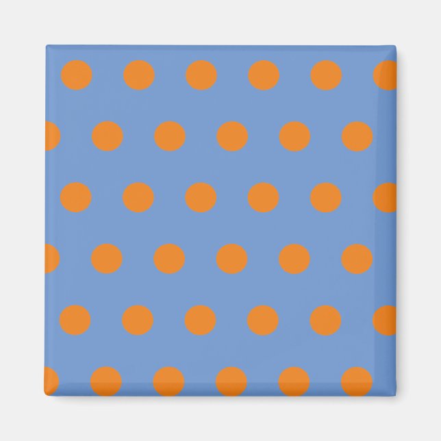 Imán Polka Dot Square Magnet (Denim Blue & Naranja) (Frente)