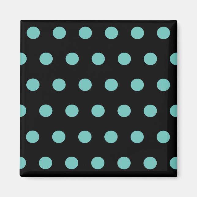 Imán Polka Dot Square Magnet (Negro y Aqua) (Frente)