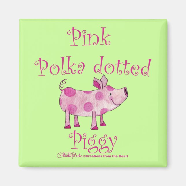 Imán Polka Rosa Doted Piggy (Frente)