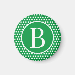 Imán Polka verde retro moderno Dots carta inicial