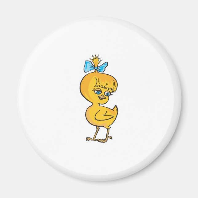 Imán pollito bebé lindo con lazo (Frente)
