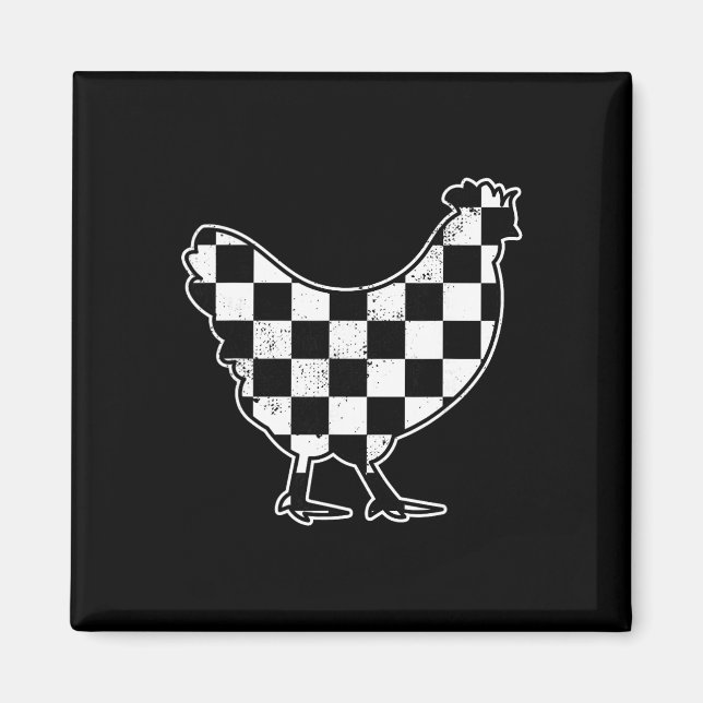 Imán Pollito de Granjero de Pollo a Cuadros Carrera de  (Frente)
