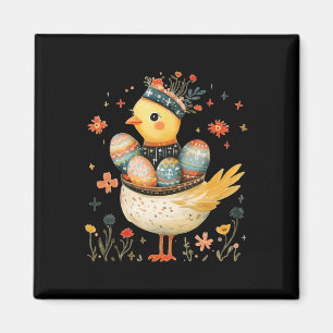 Imán Pollito de Pascua - Arte Folclórico de Huevo de Pa