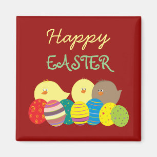 Imán Pollitos y Huevos Mono Lindo Rojo Feliz Pascua