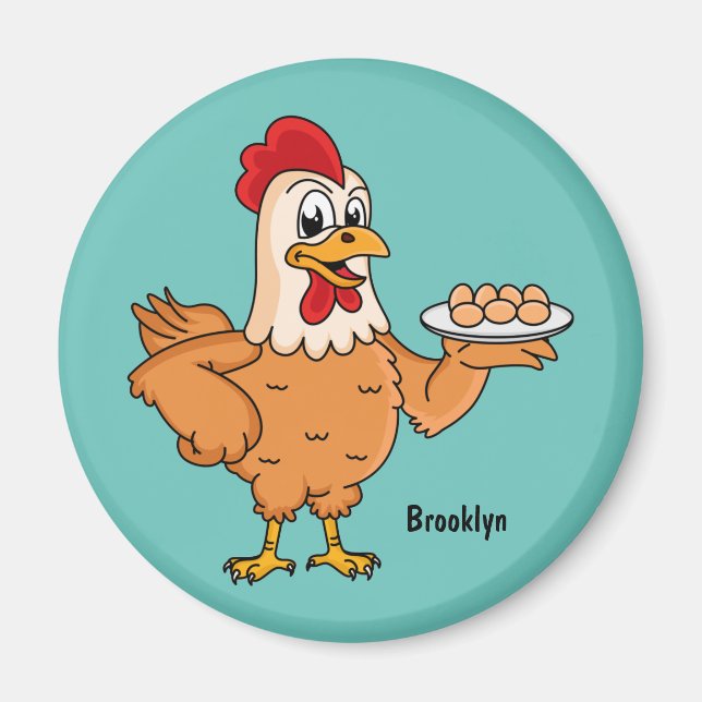 Imán Pollo con huevos en el personalizado de placa (Frente)