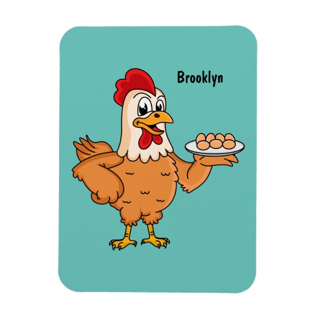 Imán Pollo con huevos en el personalizado de placa (Vertical)