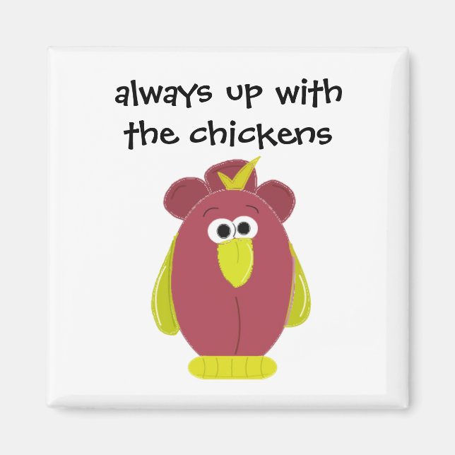 Imán Pollo de Dibujos Animados Divertido con Frase (Frente)