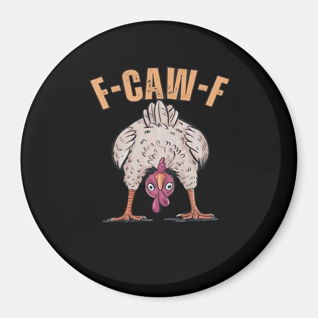 Imán Pollo Divertido Clásico Estilo Retro Genial F Caw  (Frente)