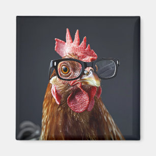 Imán Pollo Divertido con Gafas