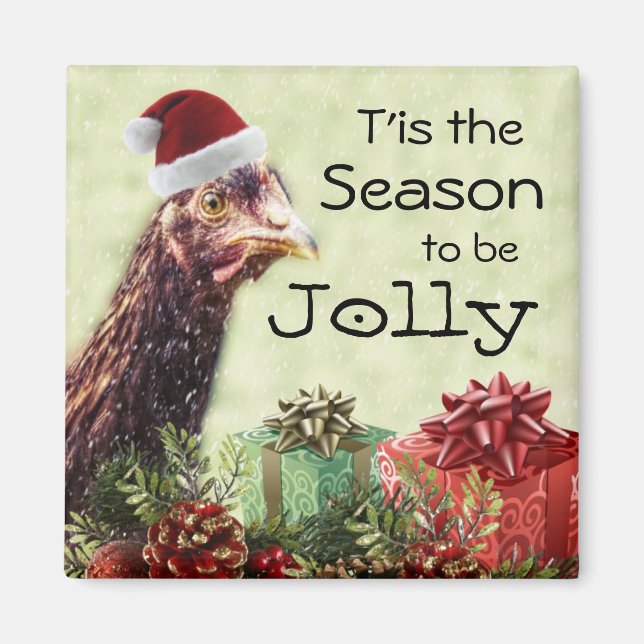 Imán Pollo navidad es temporada de jolly (Frente)