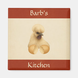 Imán Pollo Silkie Hen Cute Refrigerador Clásico Magnet