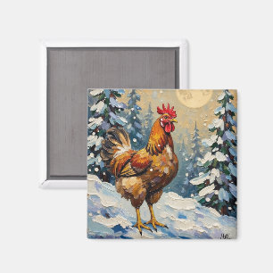 Imán Pollo Vintage en País de las Maravillas Navideño N