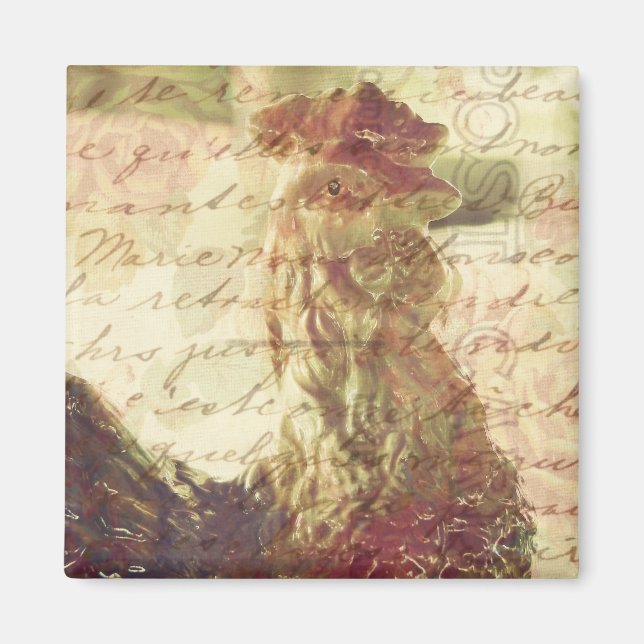 Imán Pollo Vintage y Letra a Mano (Frente)