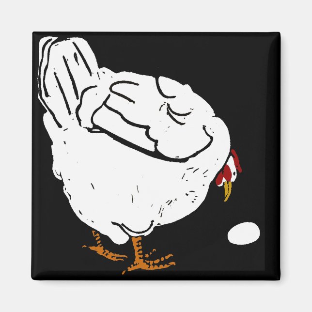 Imán Pollos animales de la granja de Woodcut de Victori (Frente)