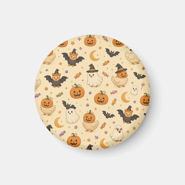 Imán Pollos con disfraz de Halloween Magnet (Frente)