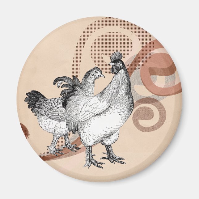 Imán Pollos de Cochin de época (Frente)