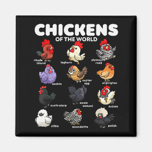 Imán Pollos Del Mundo Dibujos Animados Divertidos Razas