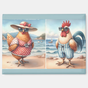 Imán Pollos en Trajes de Baño en la Costa