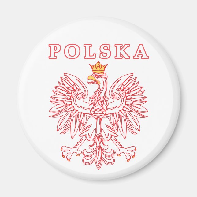 Imán Polska Con Águila Polaca Roja (Frente)
