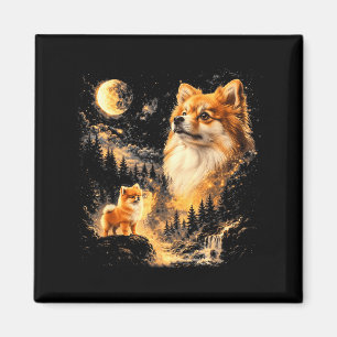 Imán Pomerania aullando a la luna vintage 90s retro
