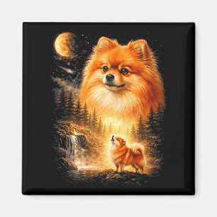 Imán Pomerania aullando a la luna vintage místico do