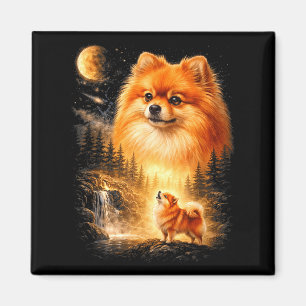 Imán Pomerania aullando a la luna vintage místico hacer