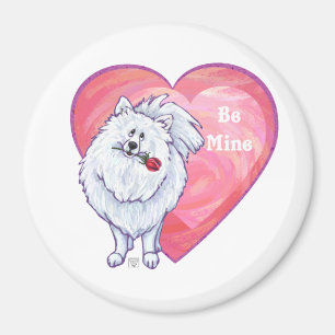 Imán Pomerania blanca Día de San Valentín
