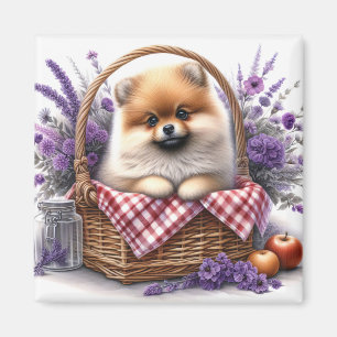 Imán Pomerania Cachorro de cachorro acuático de flores
